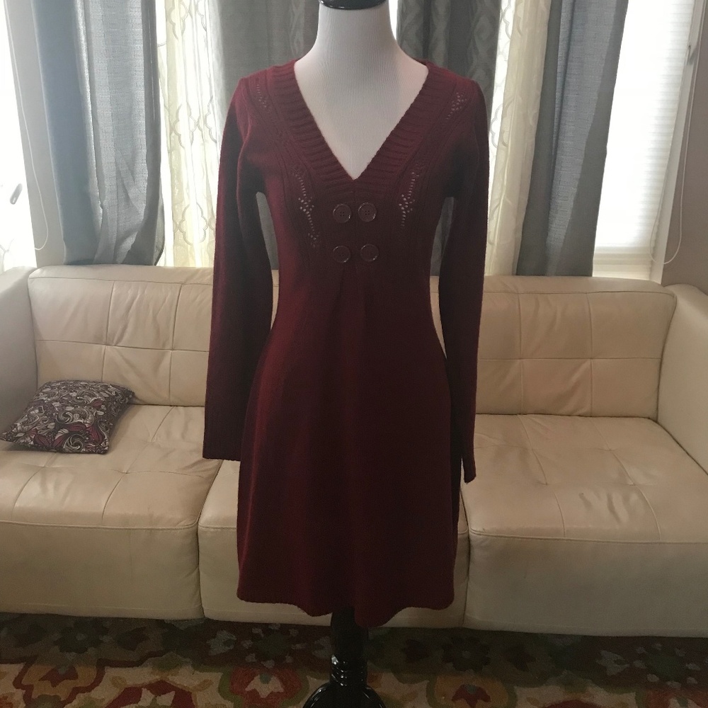 Maroon Red Sweater Dress